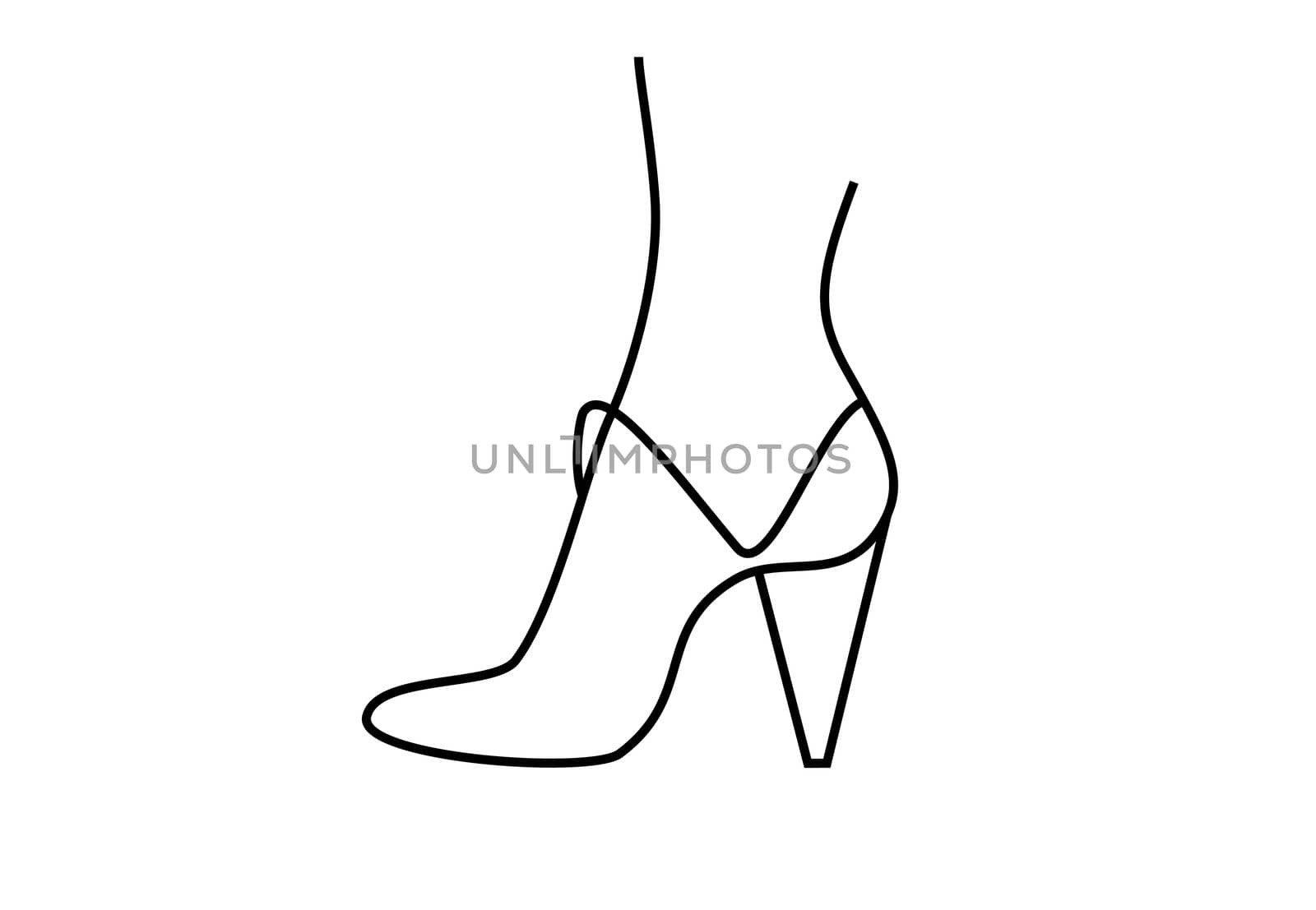 foot design for drawing woman shoe and high heeled shoe