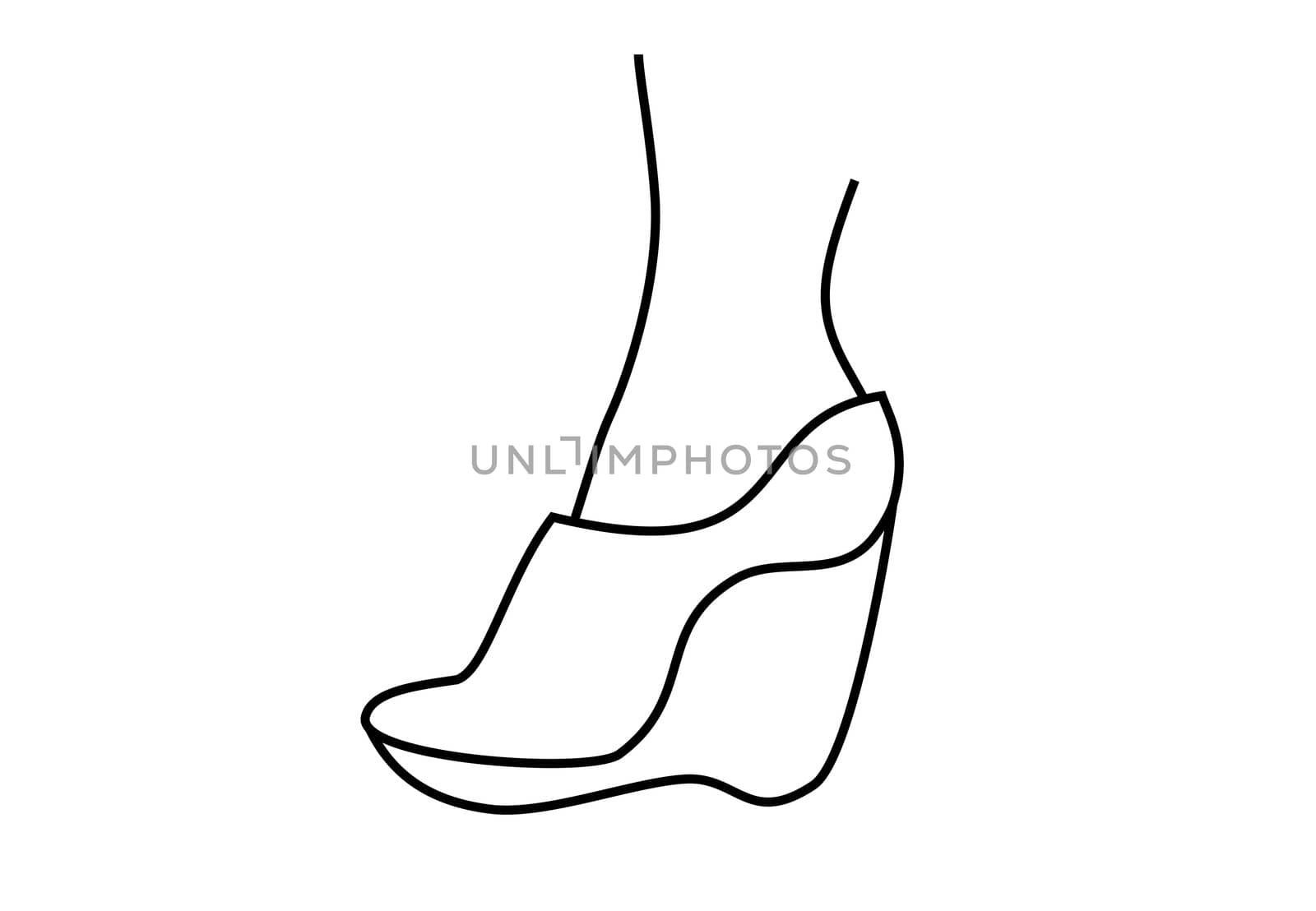 foot design for drawing woman shoe and high heeled shoe