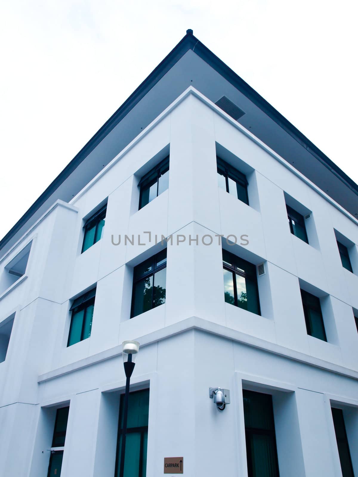 A white modern office building corner