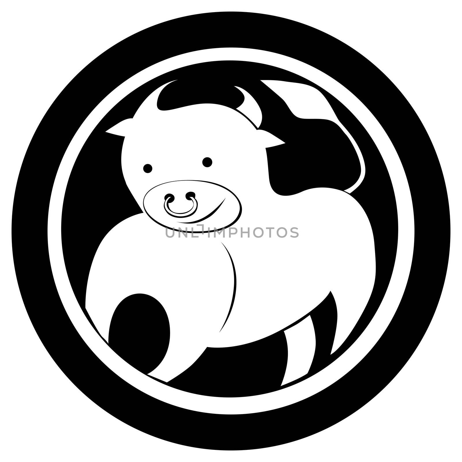 Stylized zodiac sign Taurus tattoo, isolated object over white background