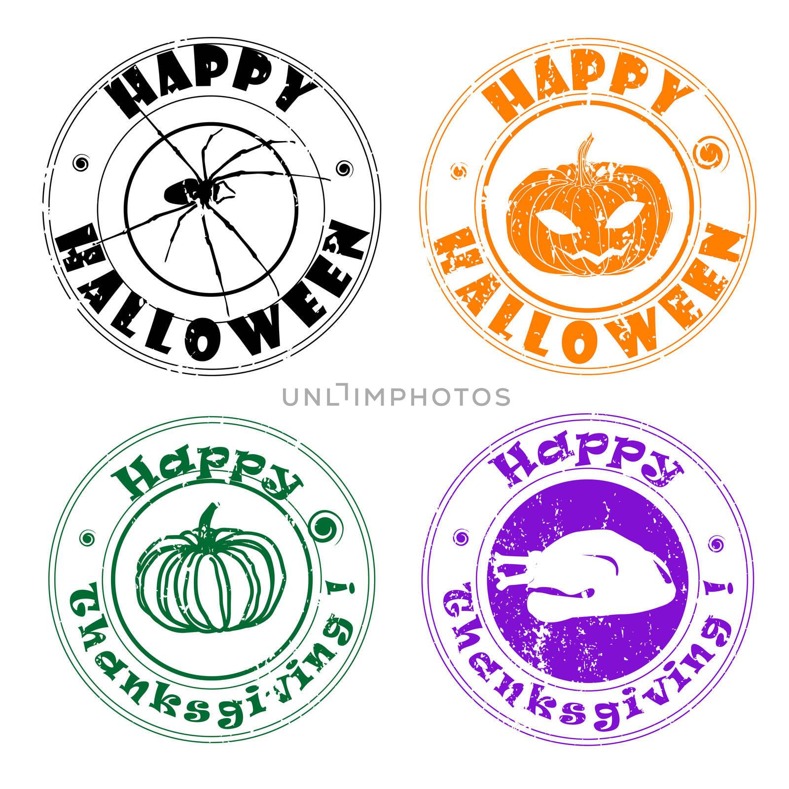 Halloween and Thanksgiving stamps, autumn greetings