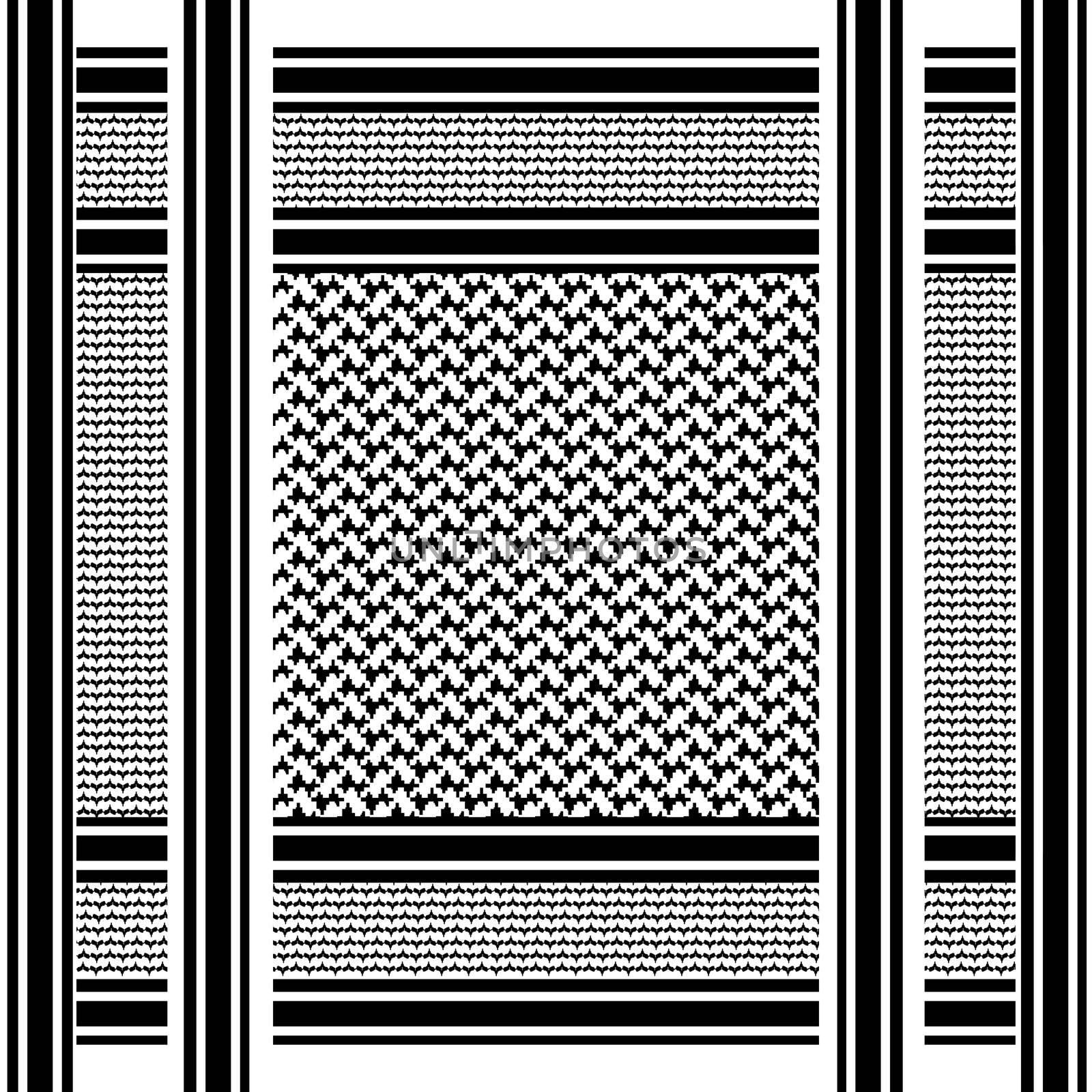 black and white scarf background with arab seamless pattern, shemagh