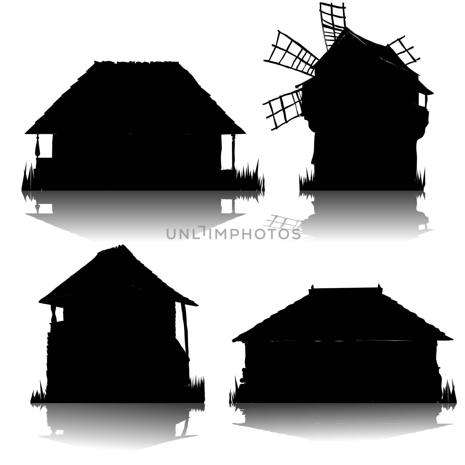 ecological country houses silhouettes collection