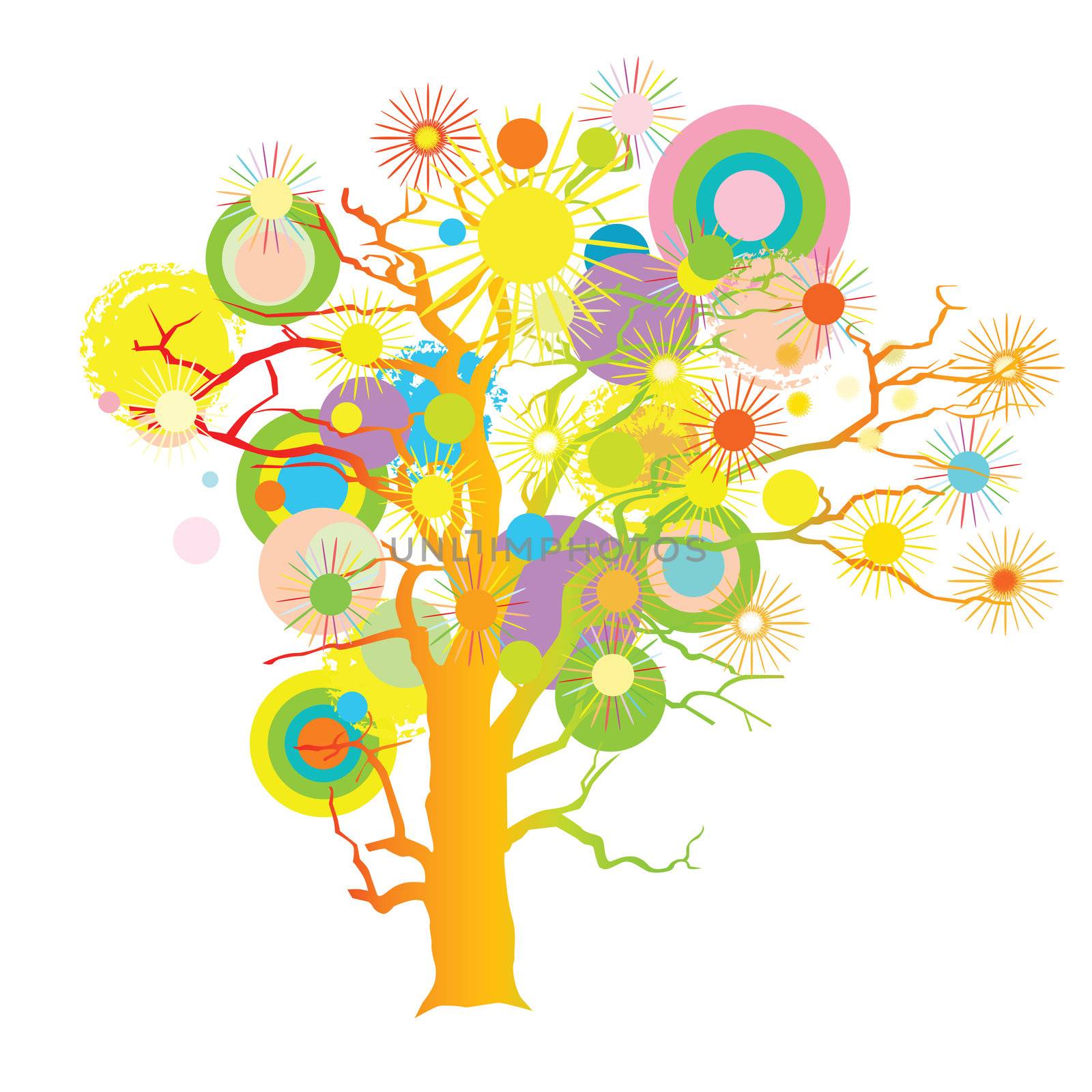 abstract coloured tree isolated on white
