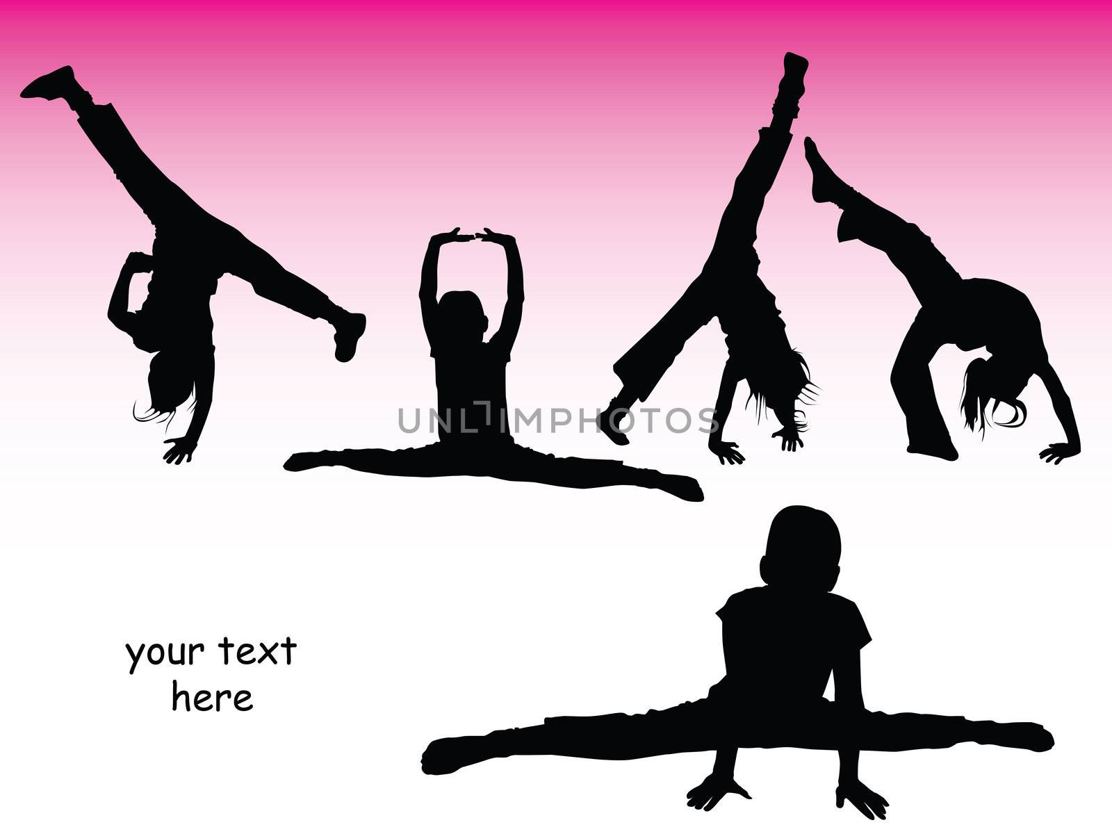 wallpaper with gym silhouettes of young girls