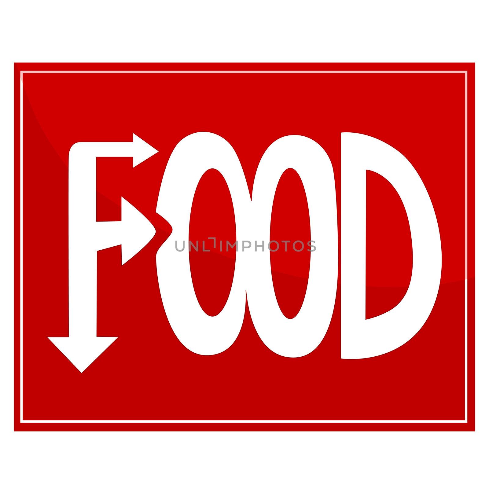 Stylized pointy road sign for food