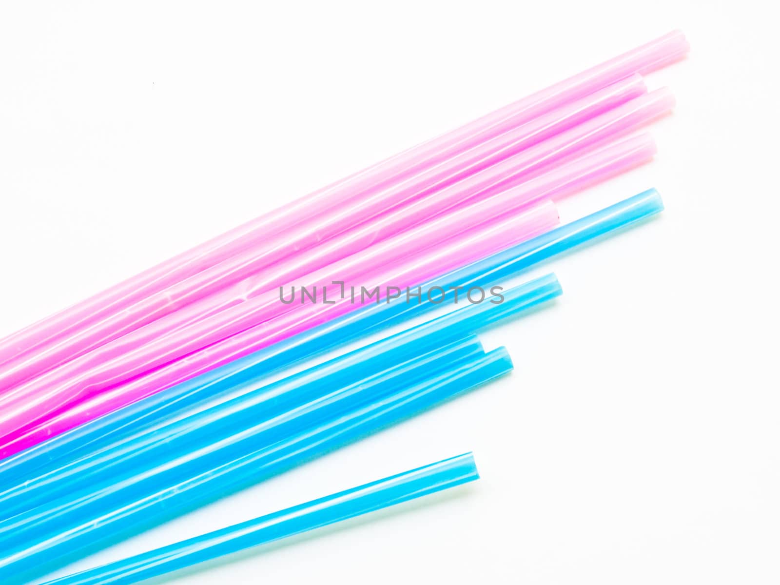 Light blue straws isolated on white back ground