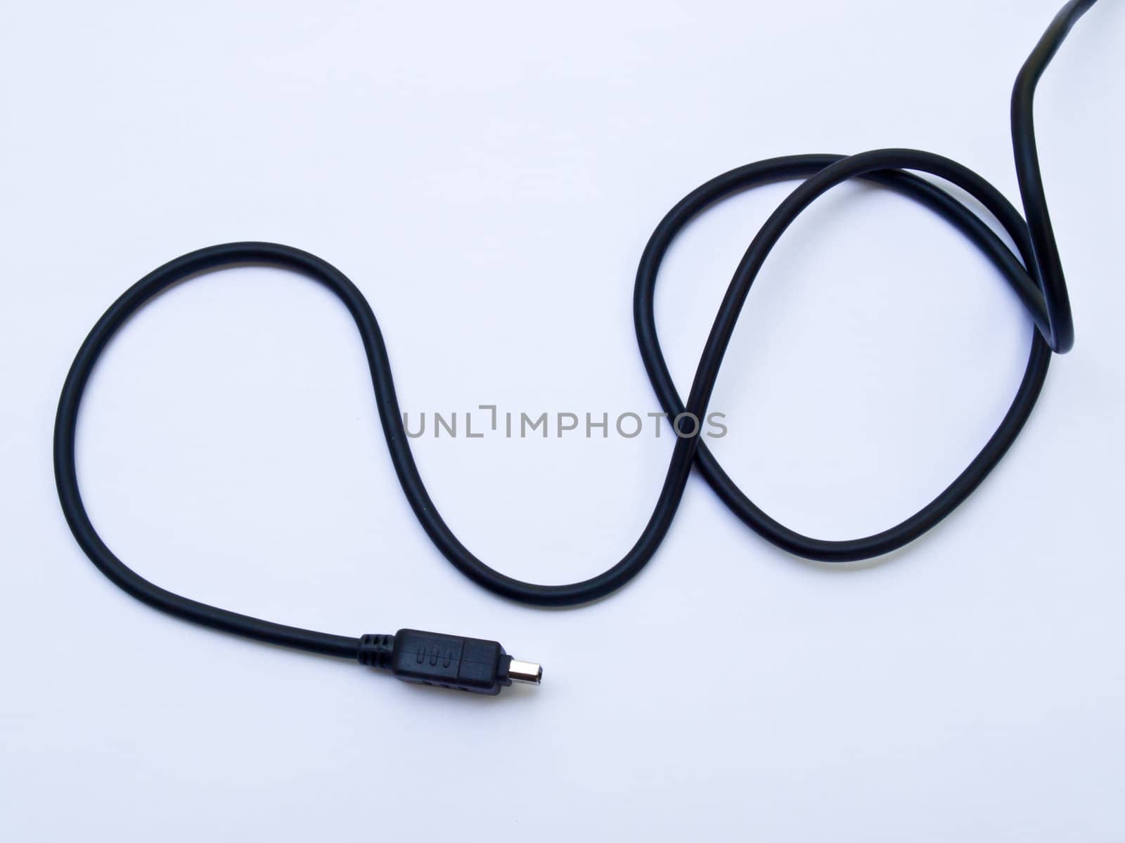 Black usb cable isolated on white background