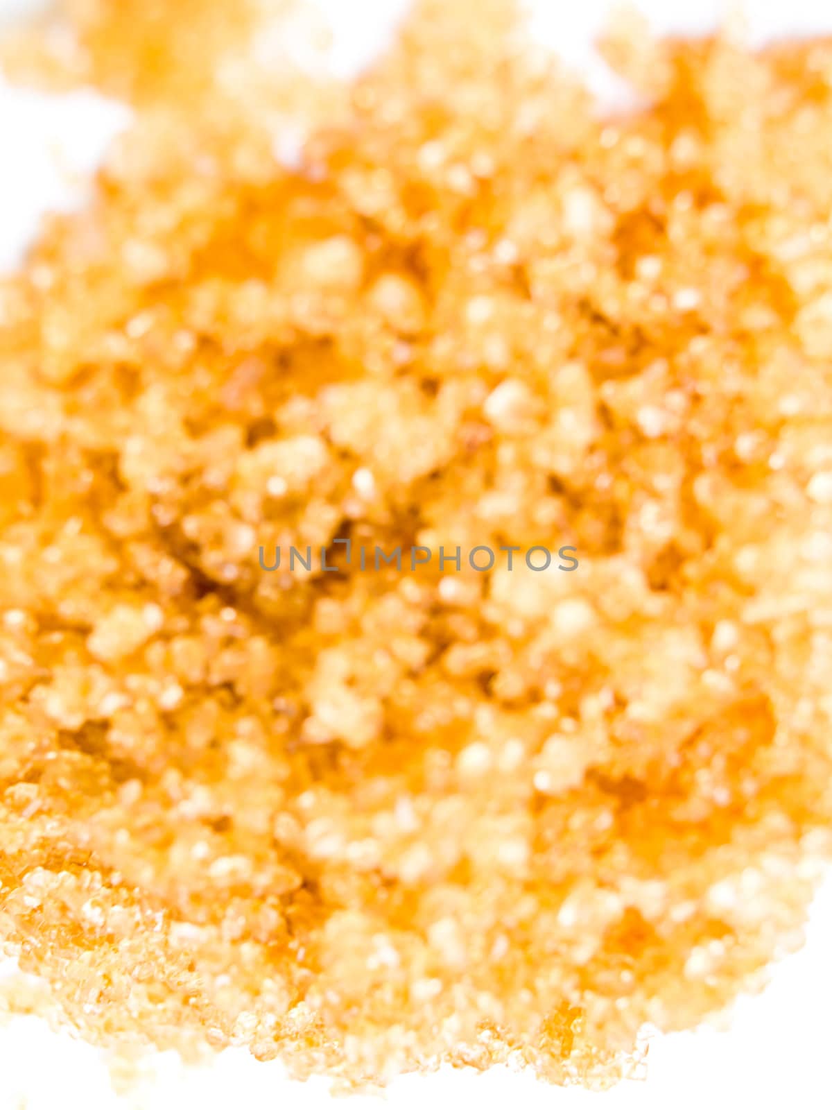 Brown sugar from Top view isolated on white background