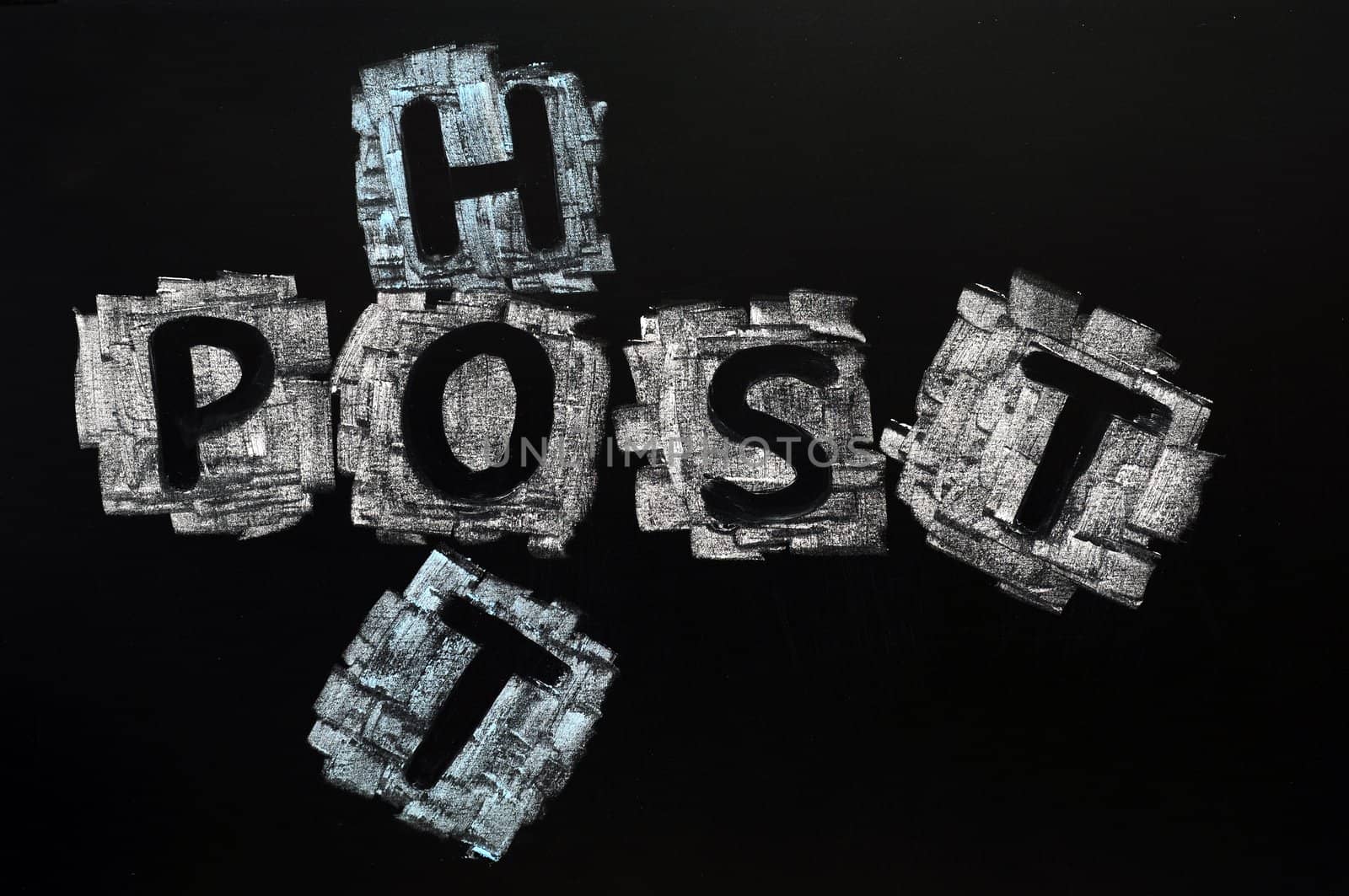 Crossword of Hot Post written in chalk on a blackboard