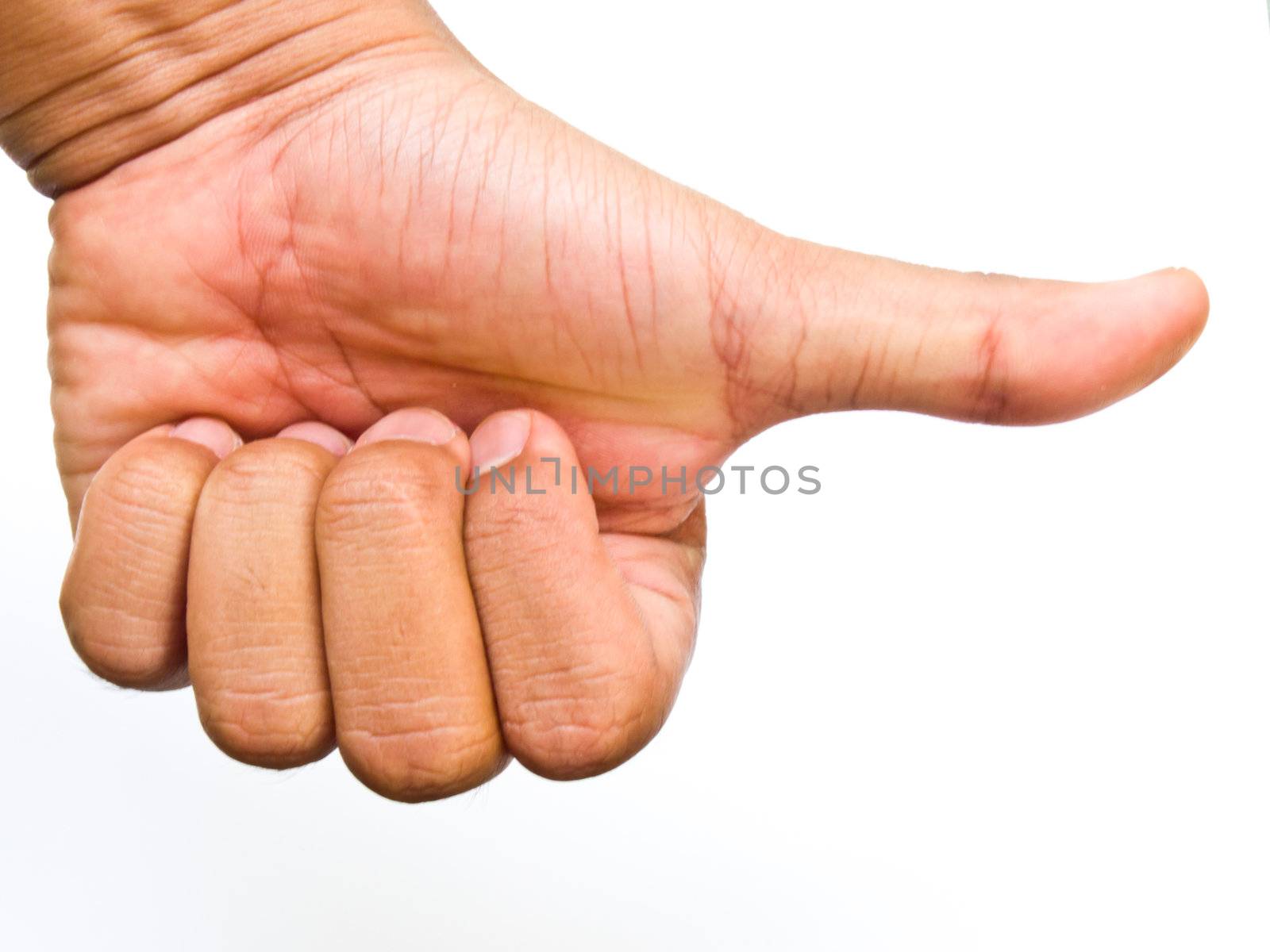 Thump Up Gesture (Expressing Satisfaction, Approved, Success) isolated on white background
