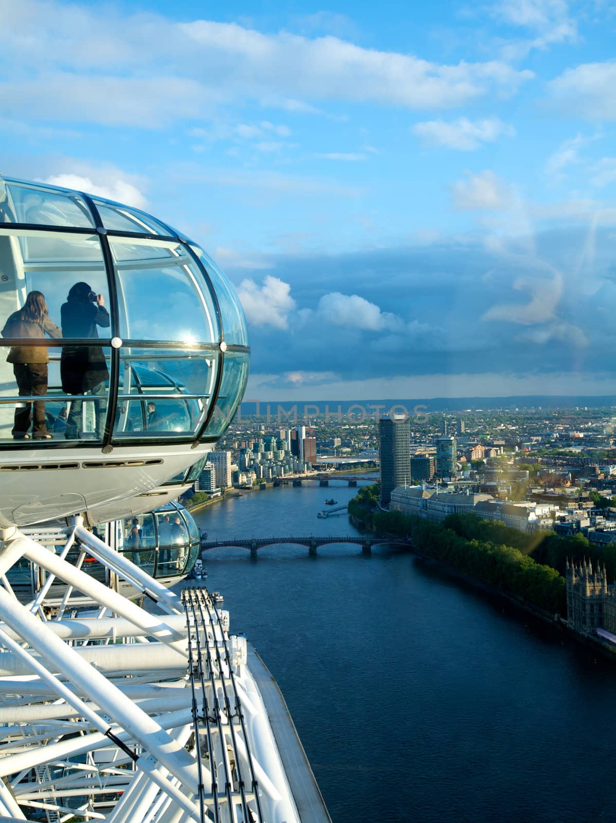 London eye and view of of the city of London, United Kingdom