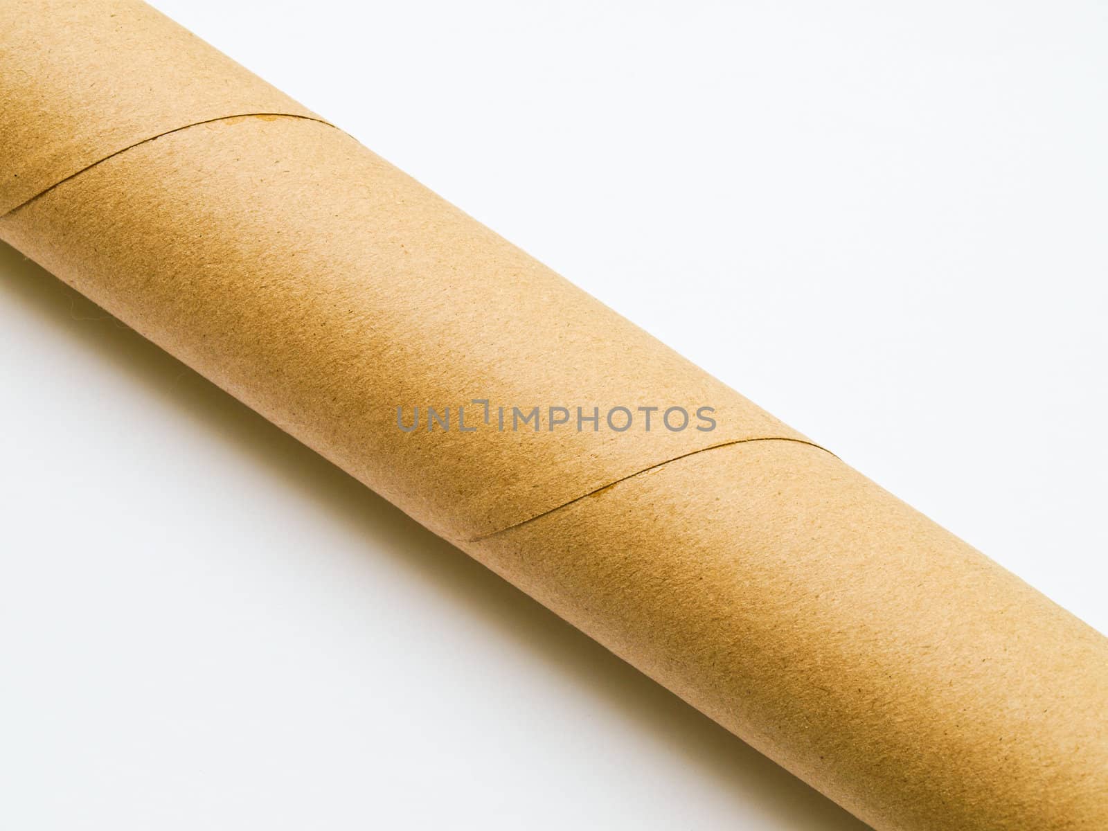 Light brown roll paper isolated on white background by gururugu