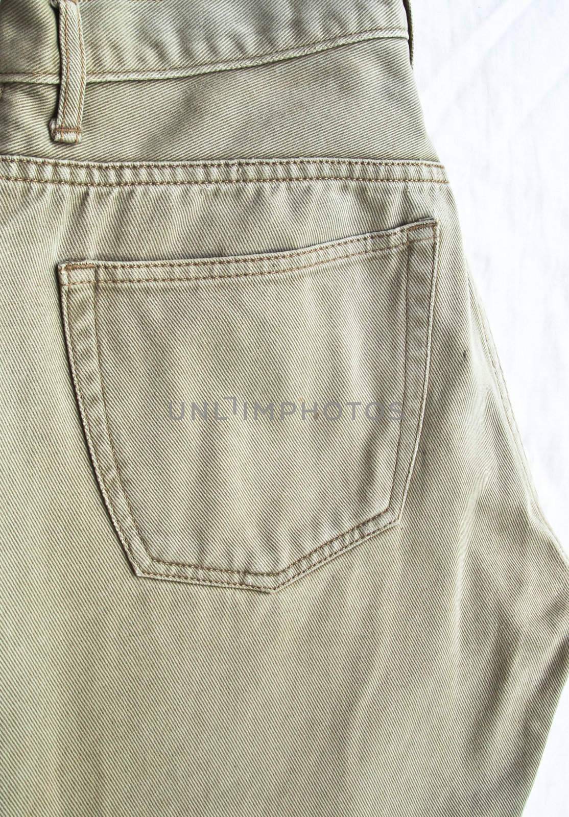 Back pocket on khaki jean pants by gururugu