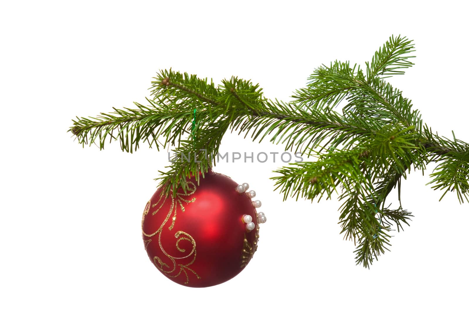 Christmas-tree decorations on a white background