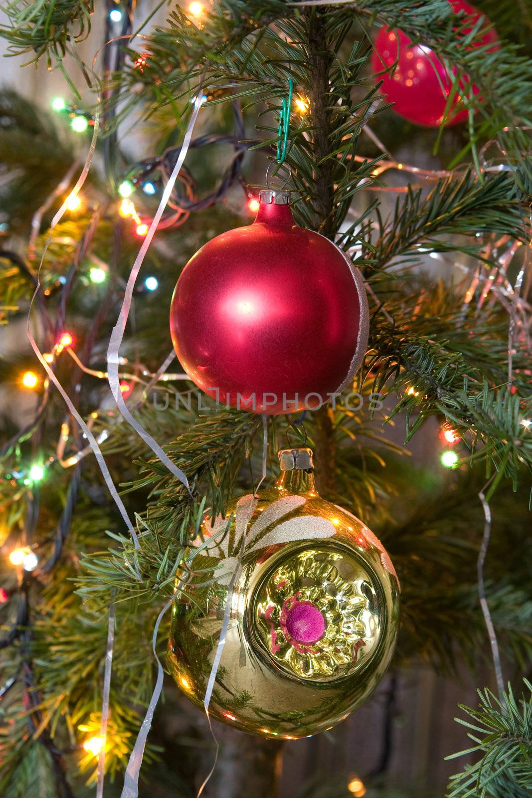 Christmas-tree decorations on a christmas fur-tree