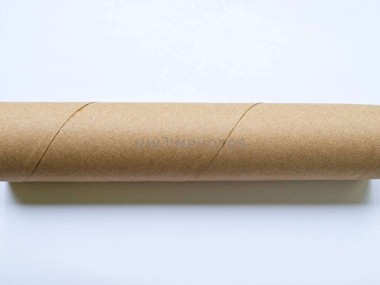 Light brown roll paper isolated on white background