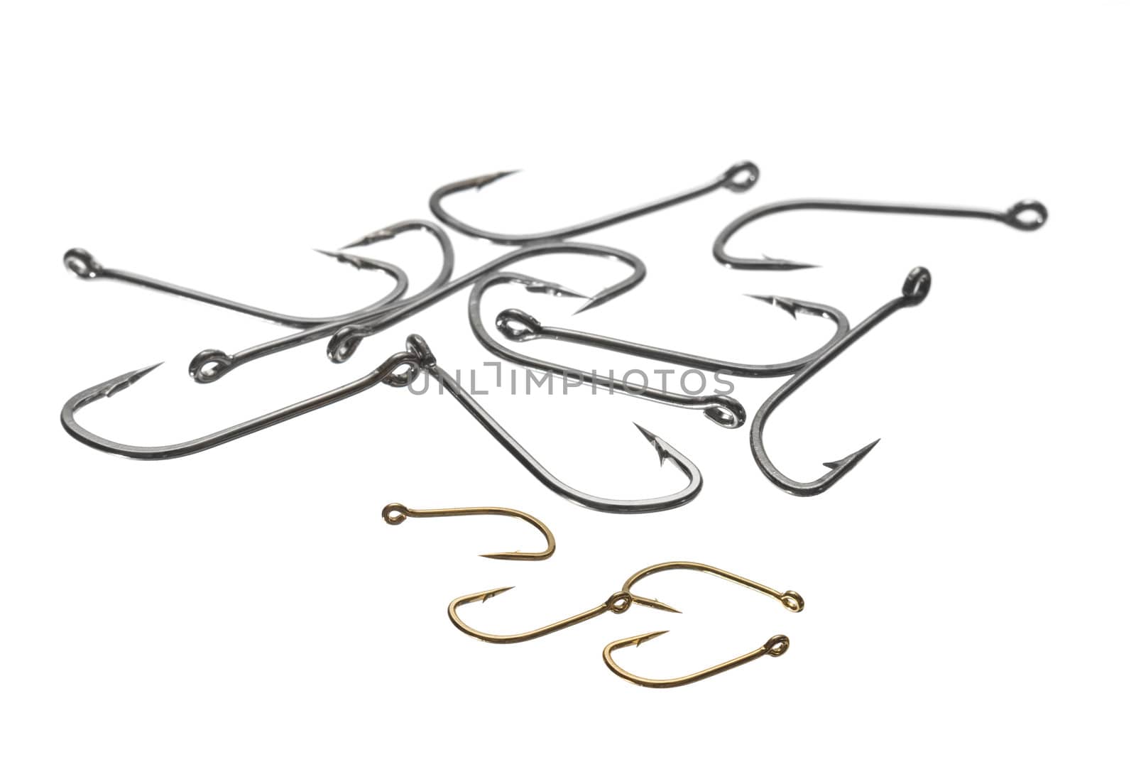 Fishing hooks, it is isolated on a white background