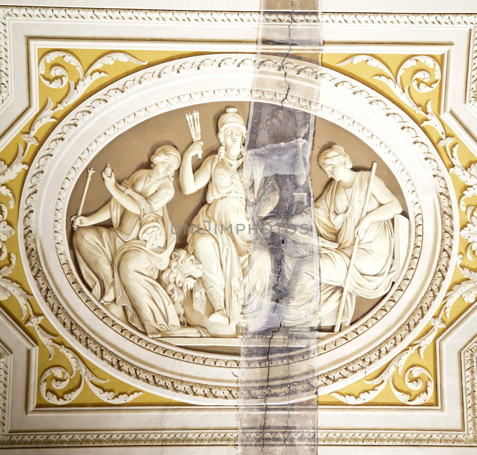 Vatican Museums, Rome, Italy: example of painting restoration technique