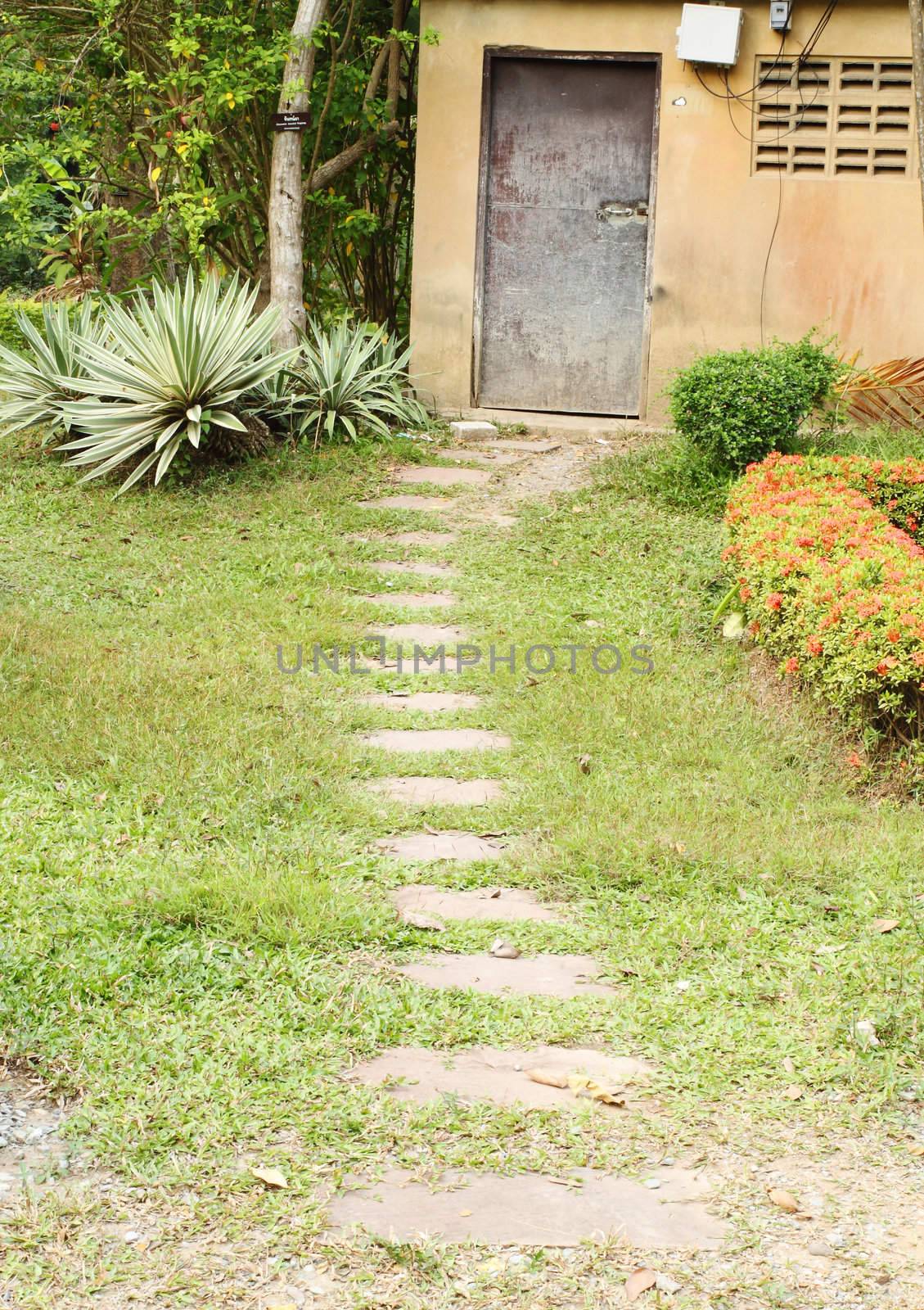 stone pathway to the door