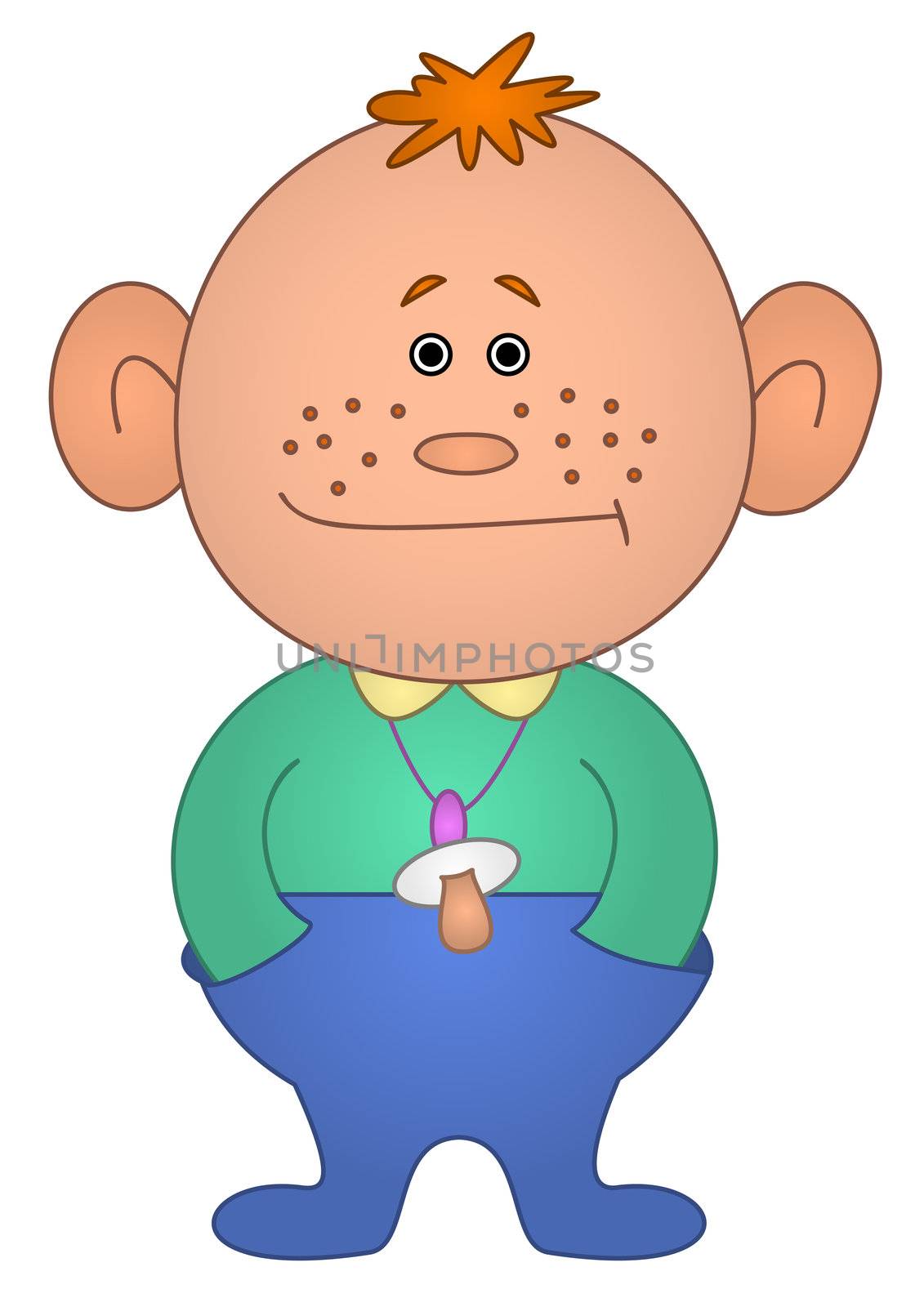 Cartoon: baby, little boy with a dummy pacifier.