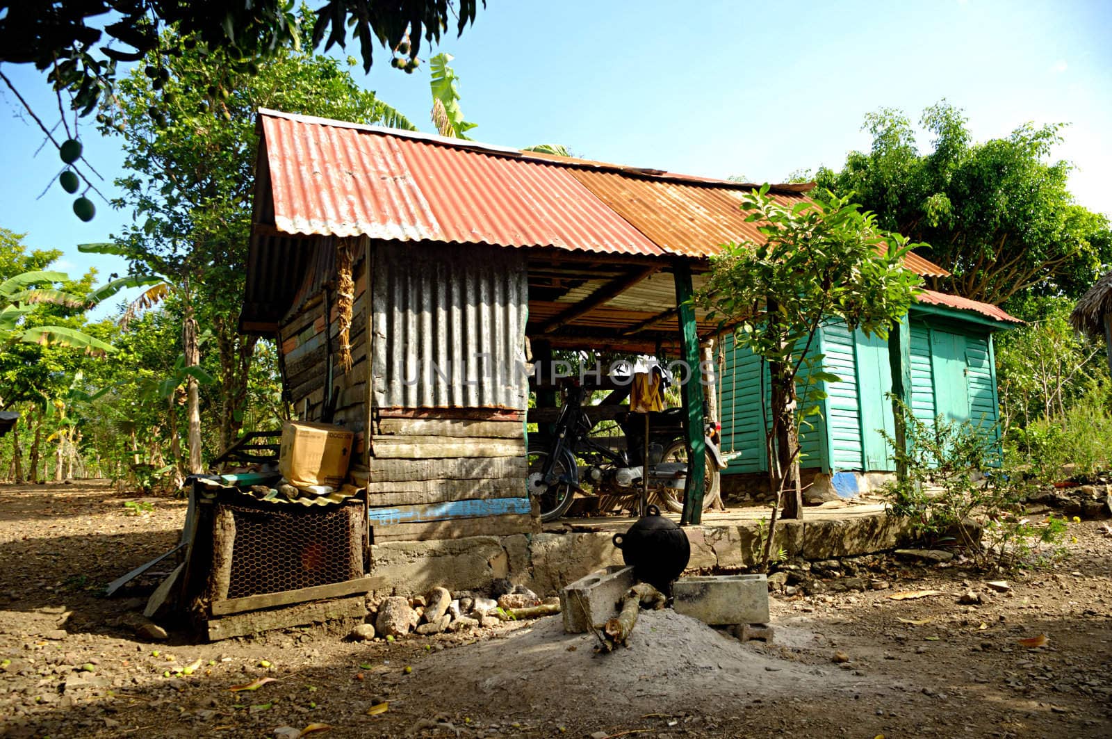 Classical caribbean wooden house. Dominican Republic.