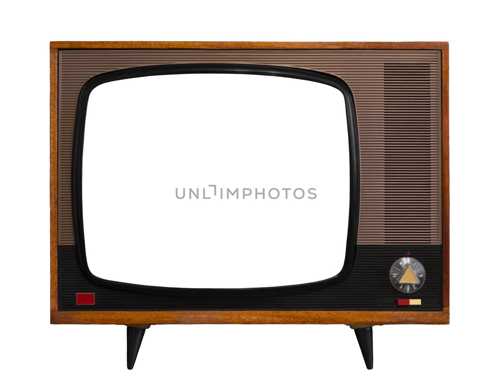 Photo Frame - vintage TV with isolated screen. Isolated on a white background.