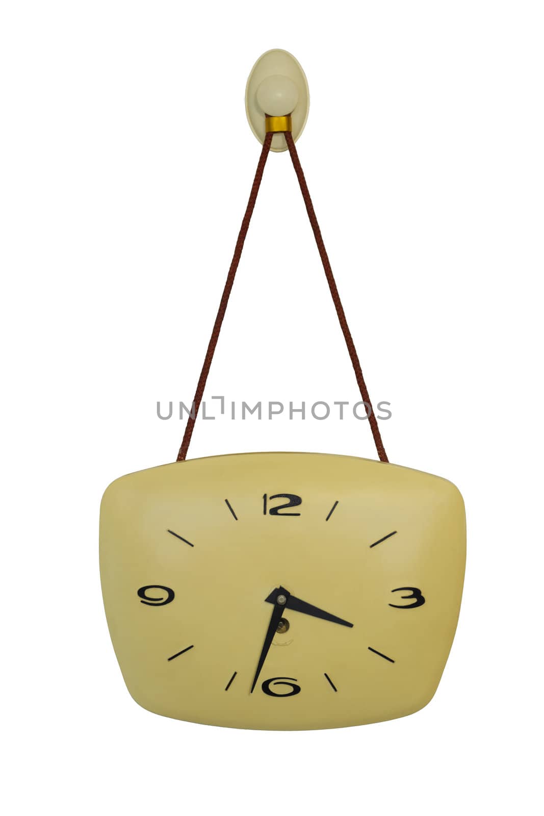 Vintage wall clock. Isolated on white background.