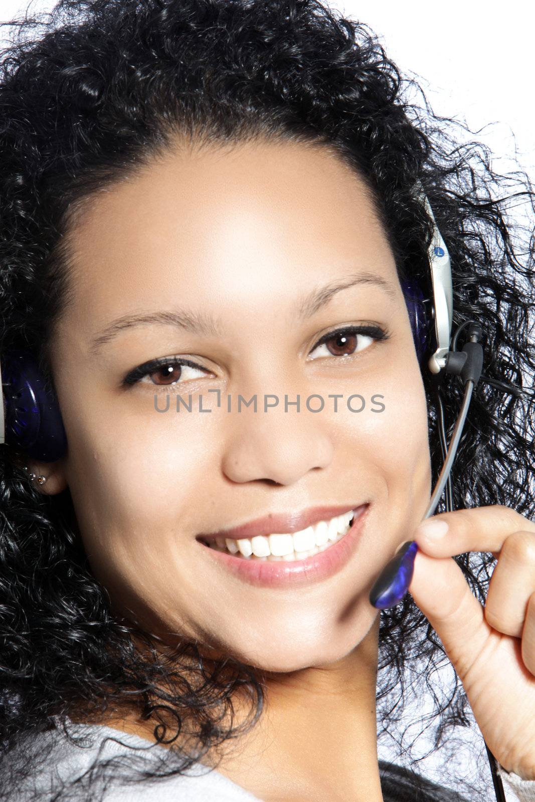 Happy African American woman Call Center Agent