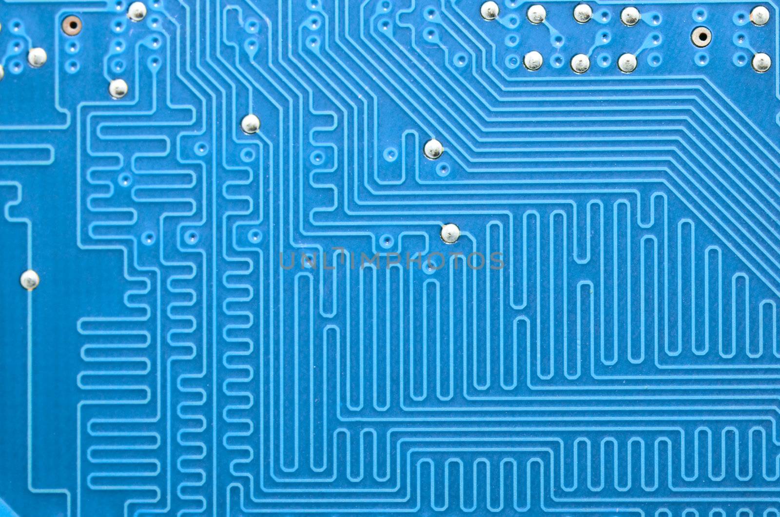 Blue circuit board without components