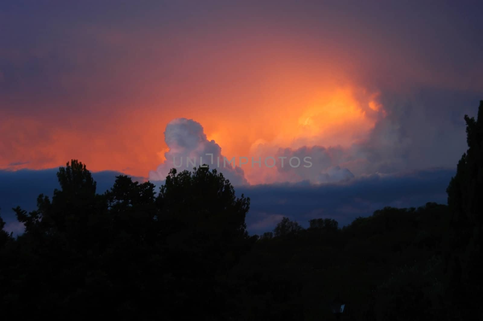 Fiery sunset and clouds in Bloemfontein, South Africa