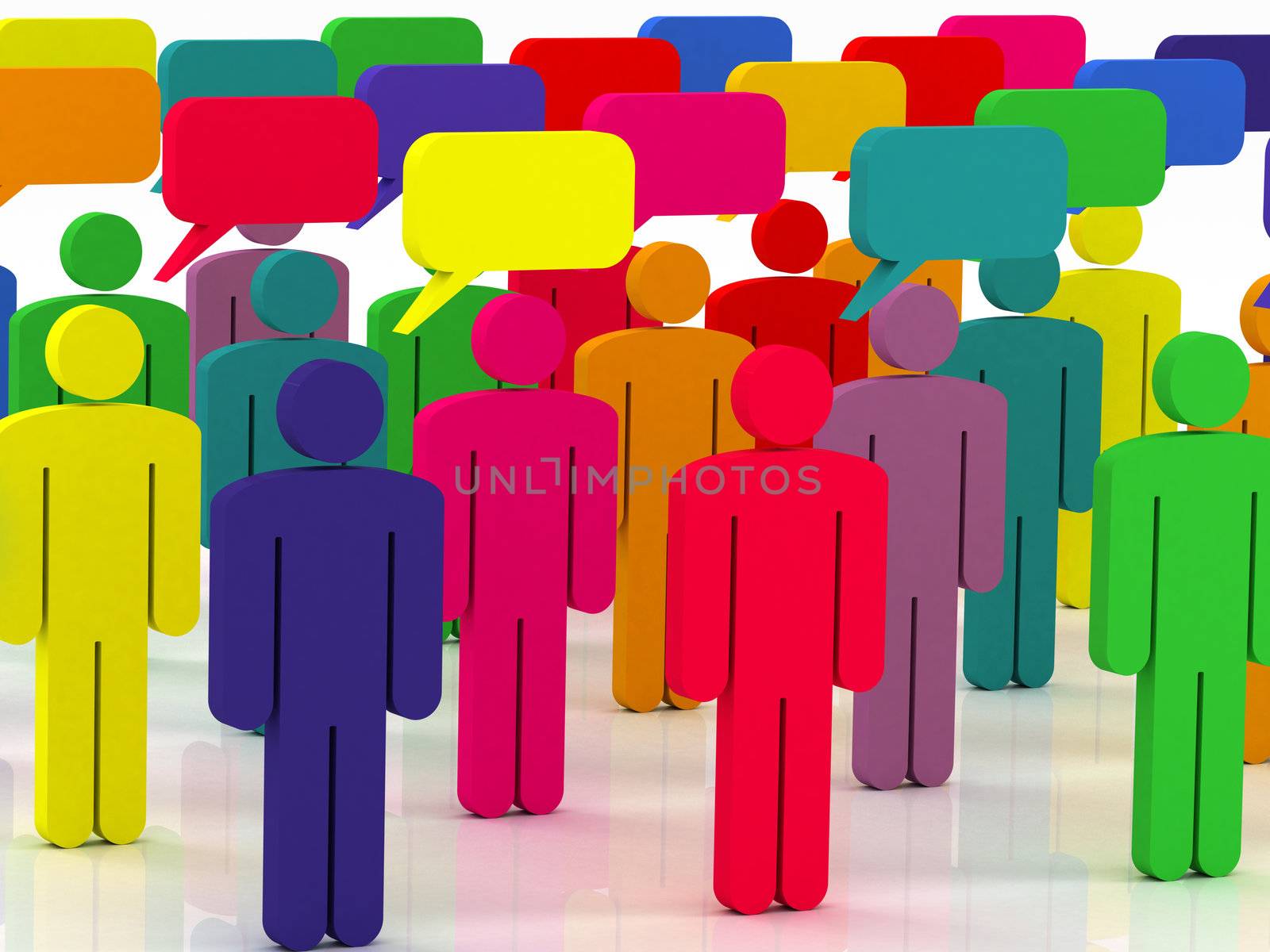 colorful group of people talking in the social network