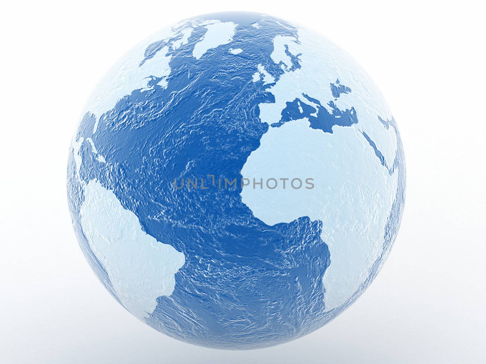 3d world blue globe on a white background