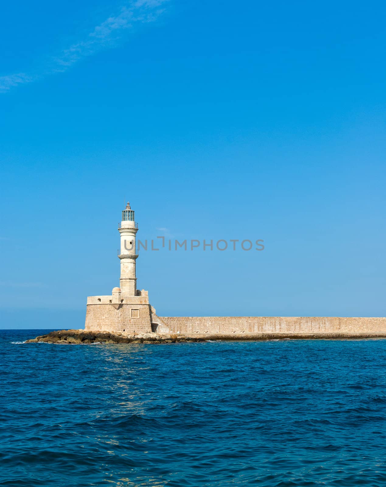 View on venetian lighthouse in Chania. Crete. Greece