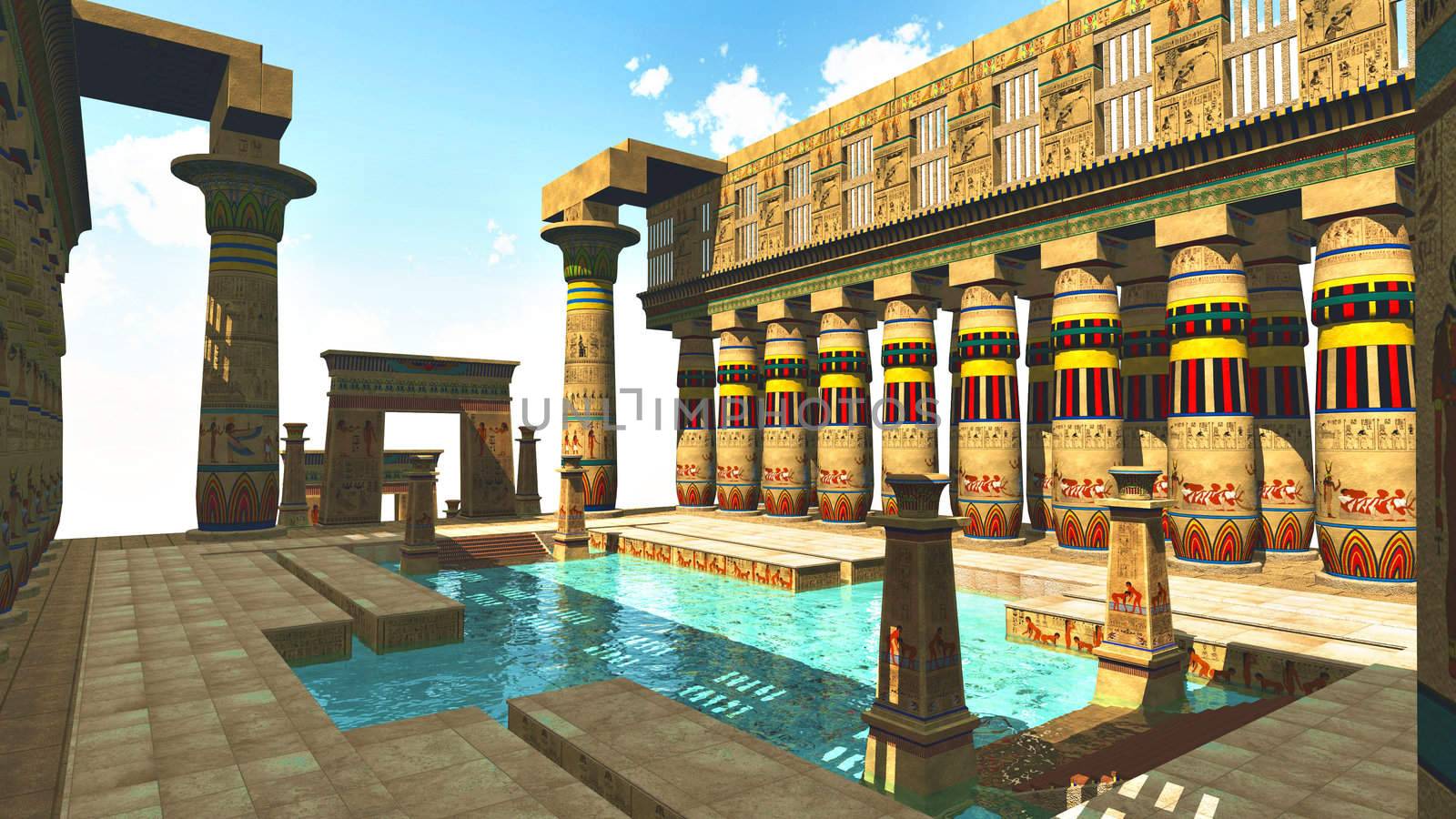 Egyptian swimming pool in a temple