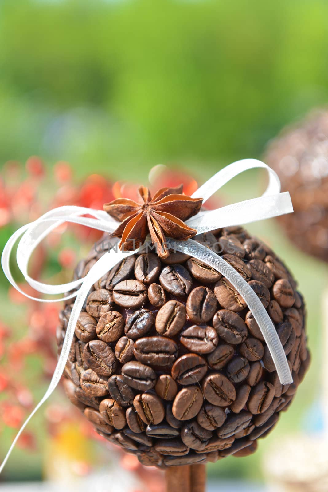 Hand-made article. Coffee marble with an anise and ribbon