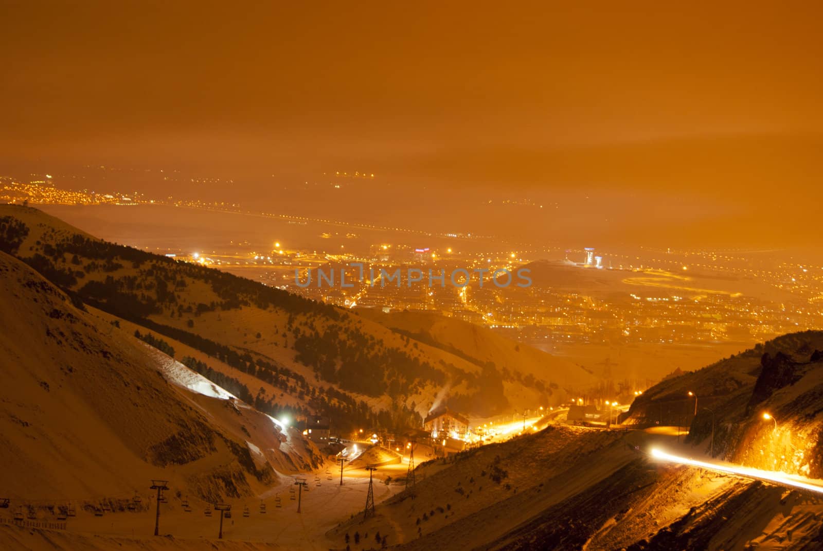 Night view on Erzurum from Palandoken