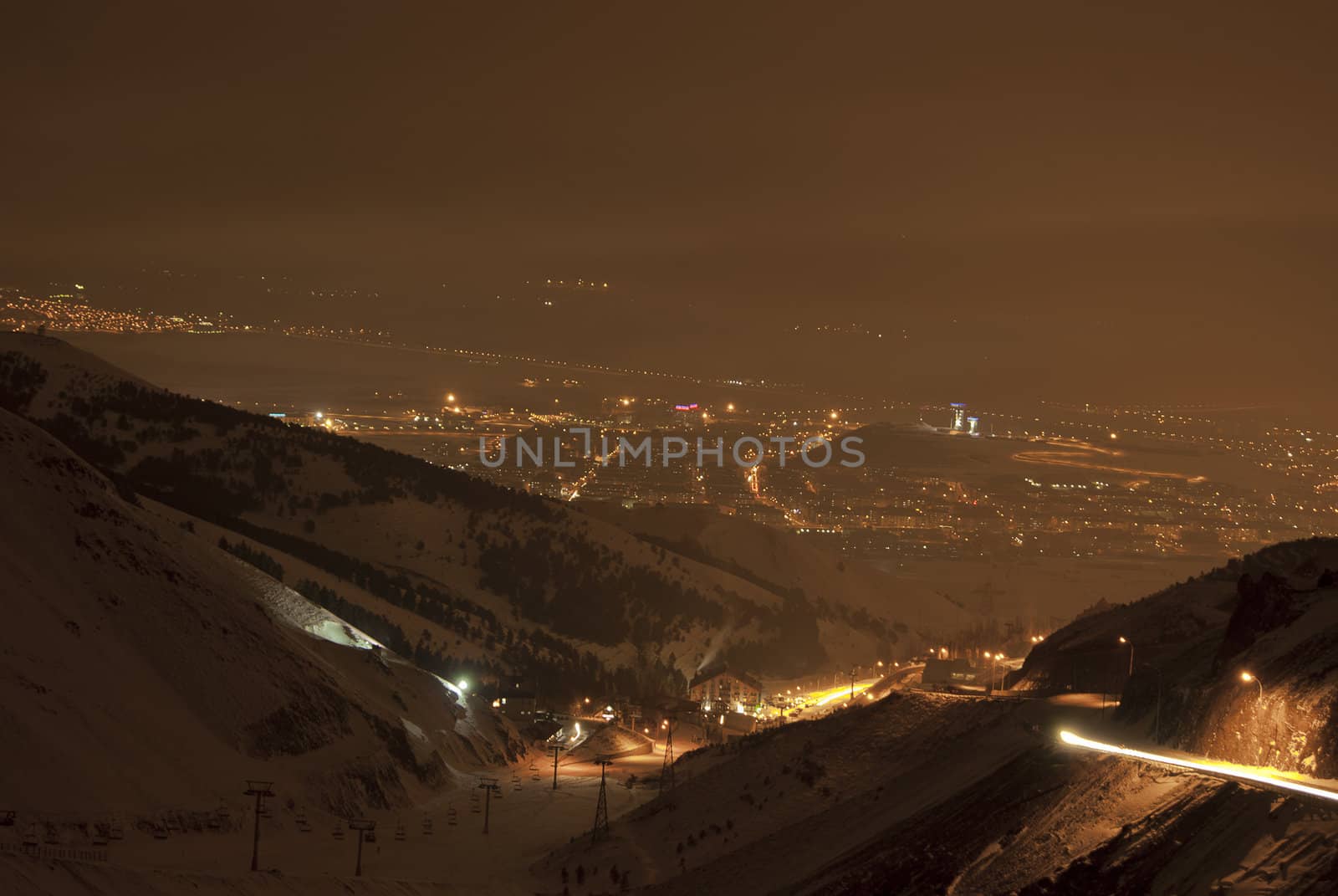 Night view on Erzurum from Palandoken