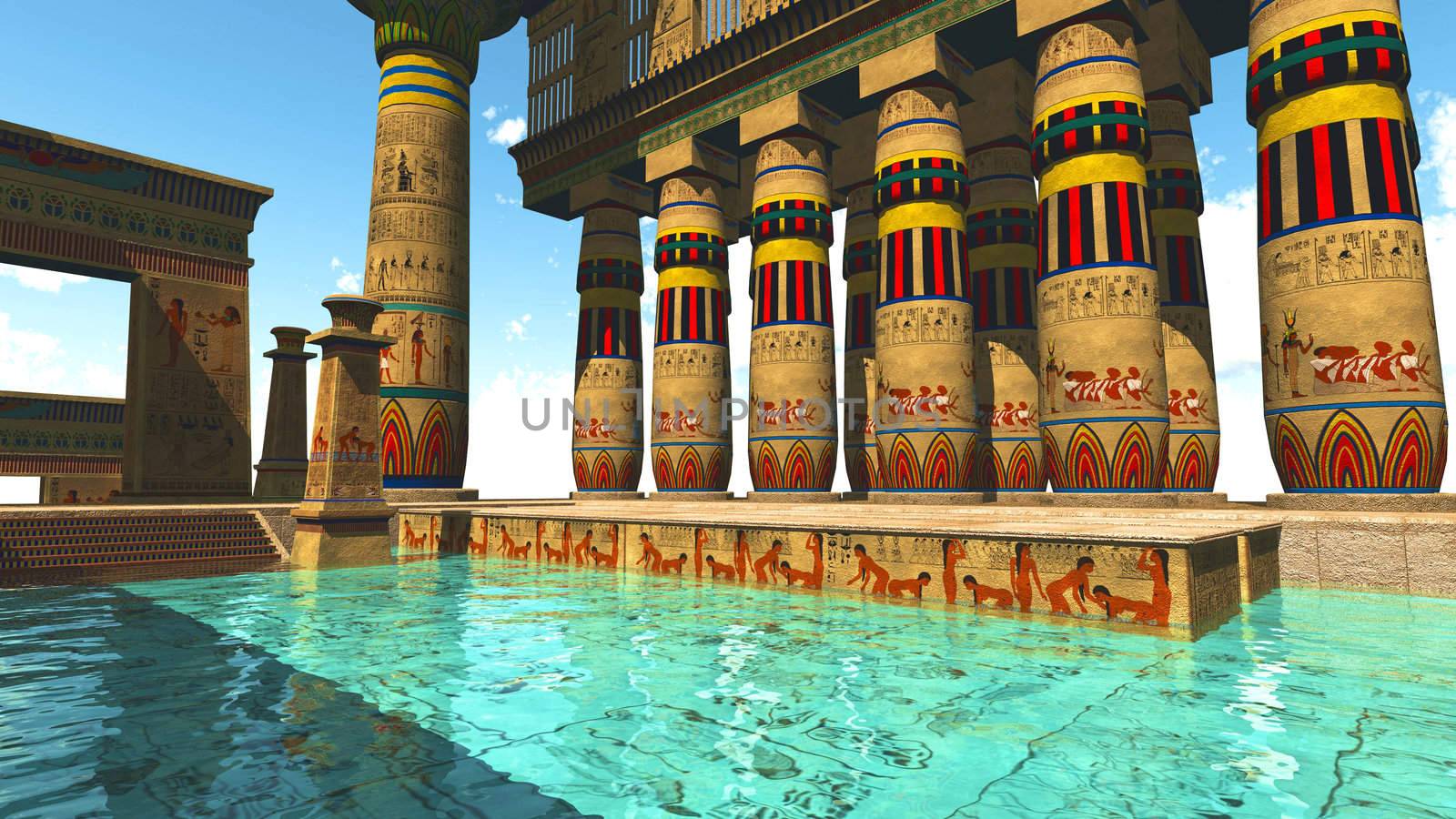 Egyptian swimming pool in a temple