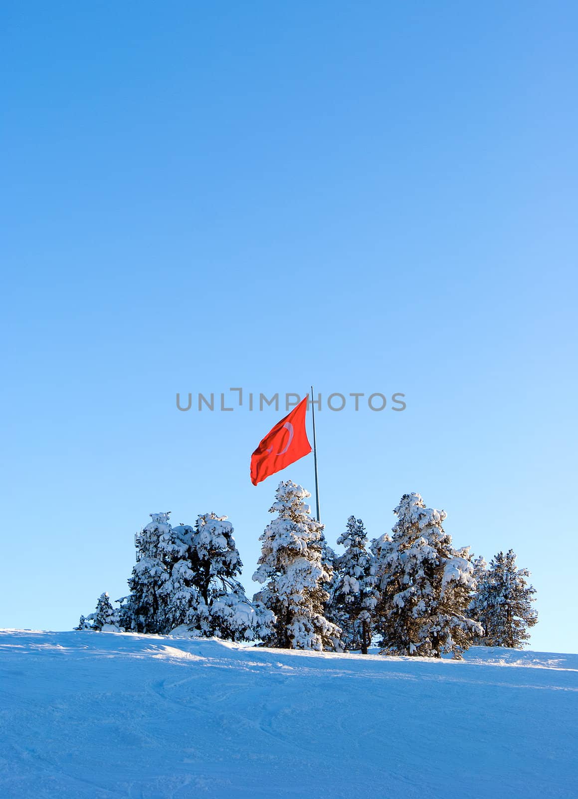 Flag of Turkey of the top of mountain by Denovyi