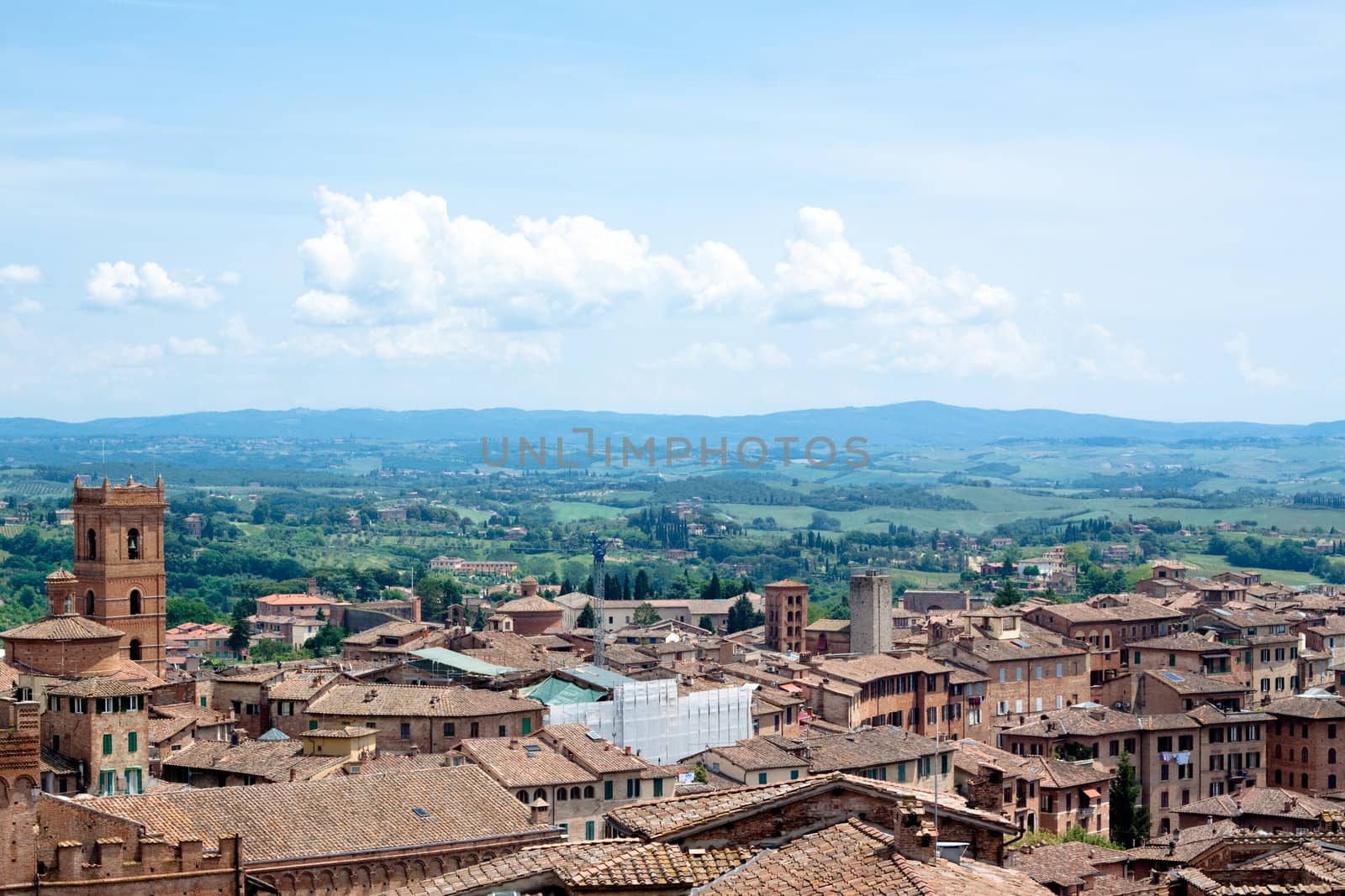 The view of Siena in summer day
