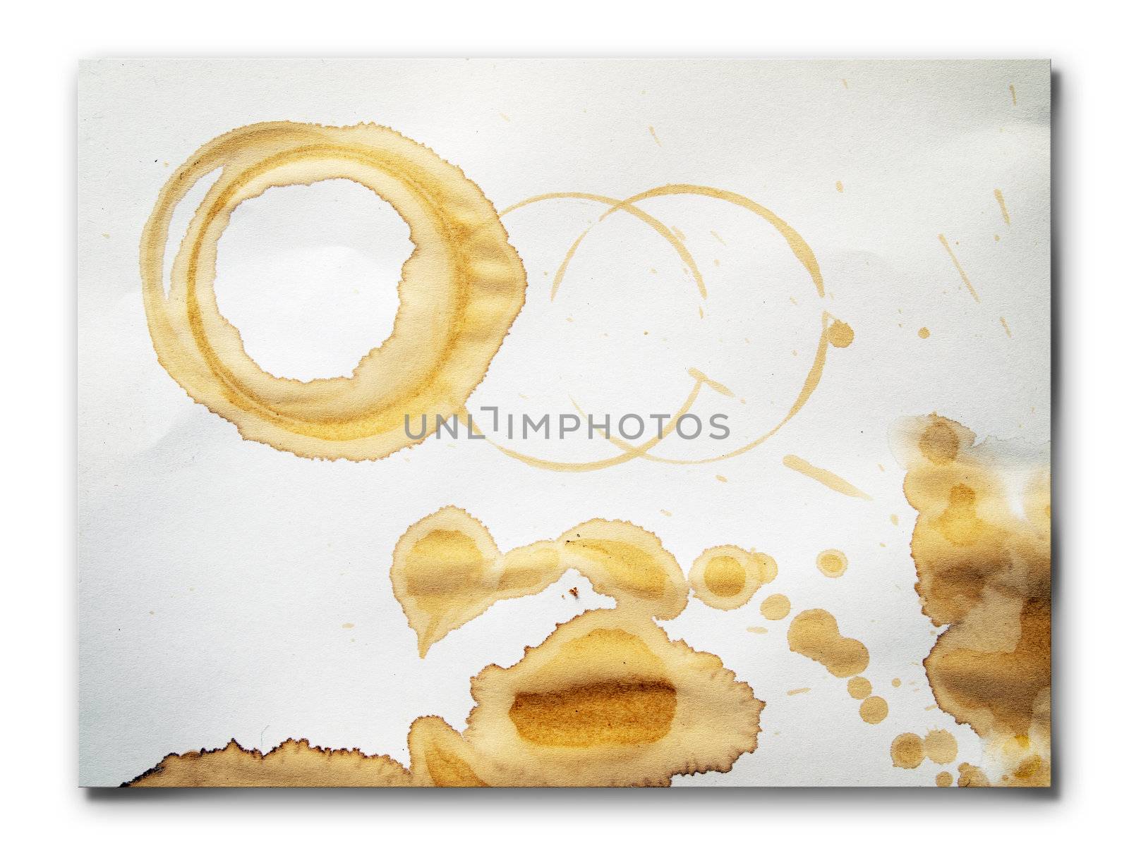 Coffee stains on the white paper