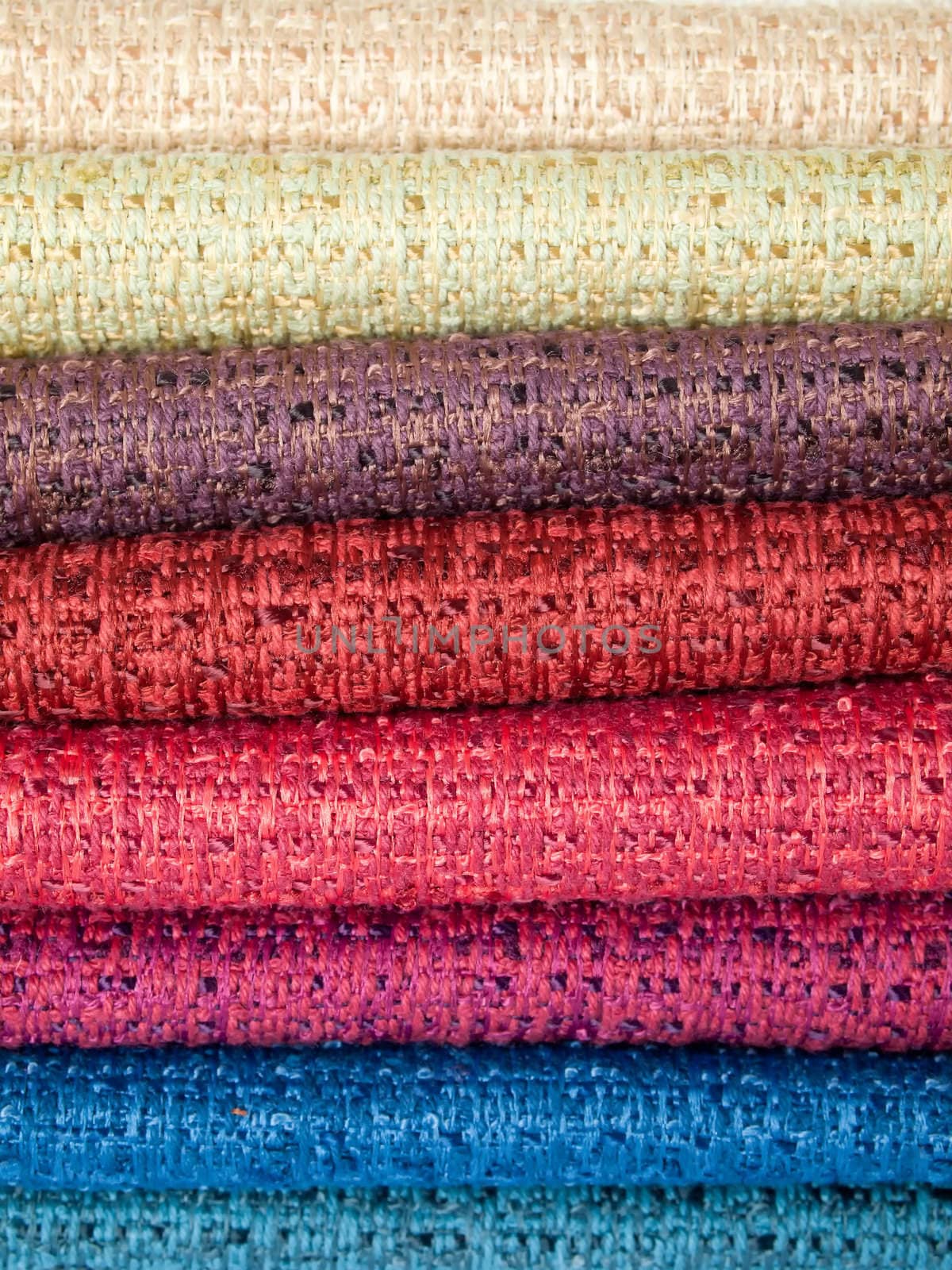 Many examples of colored cotton lining layer