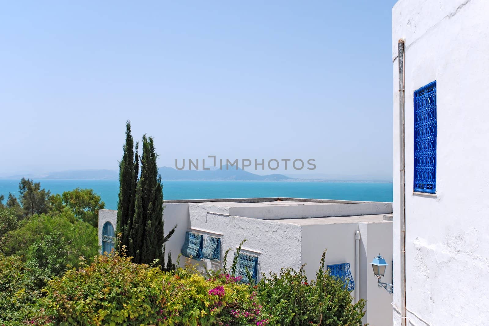 Beautiful view on the sea of Sidi Bou Said, Tunisia