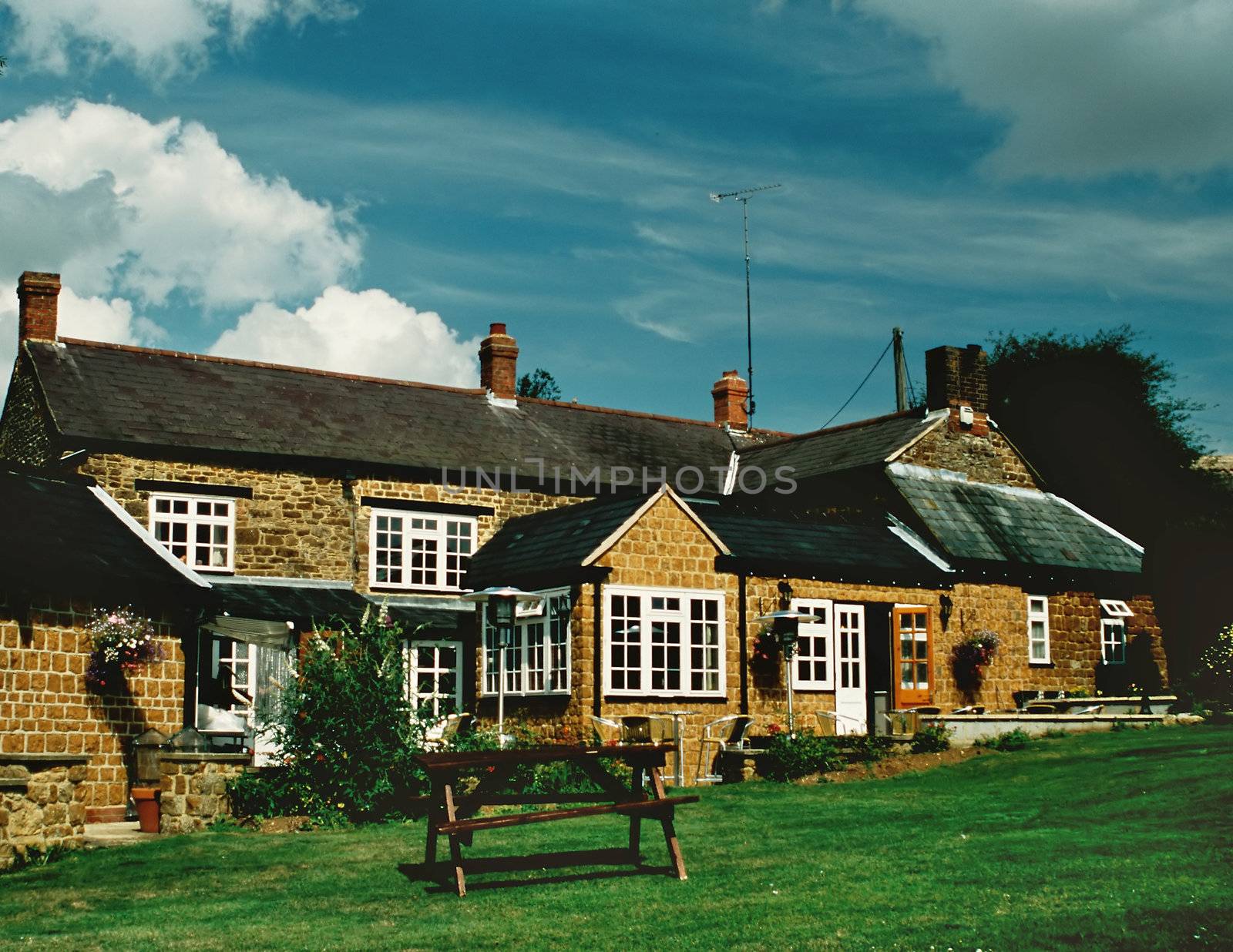 exterior of typical english country pub