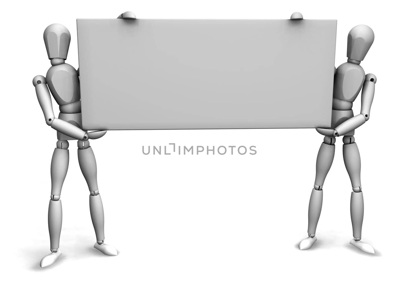 3d render of men holding blanc sign