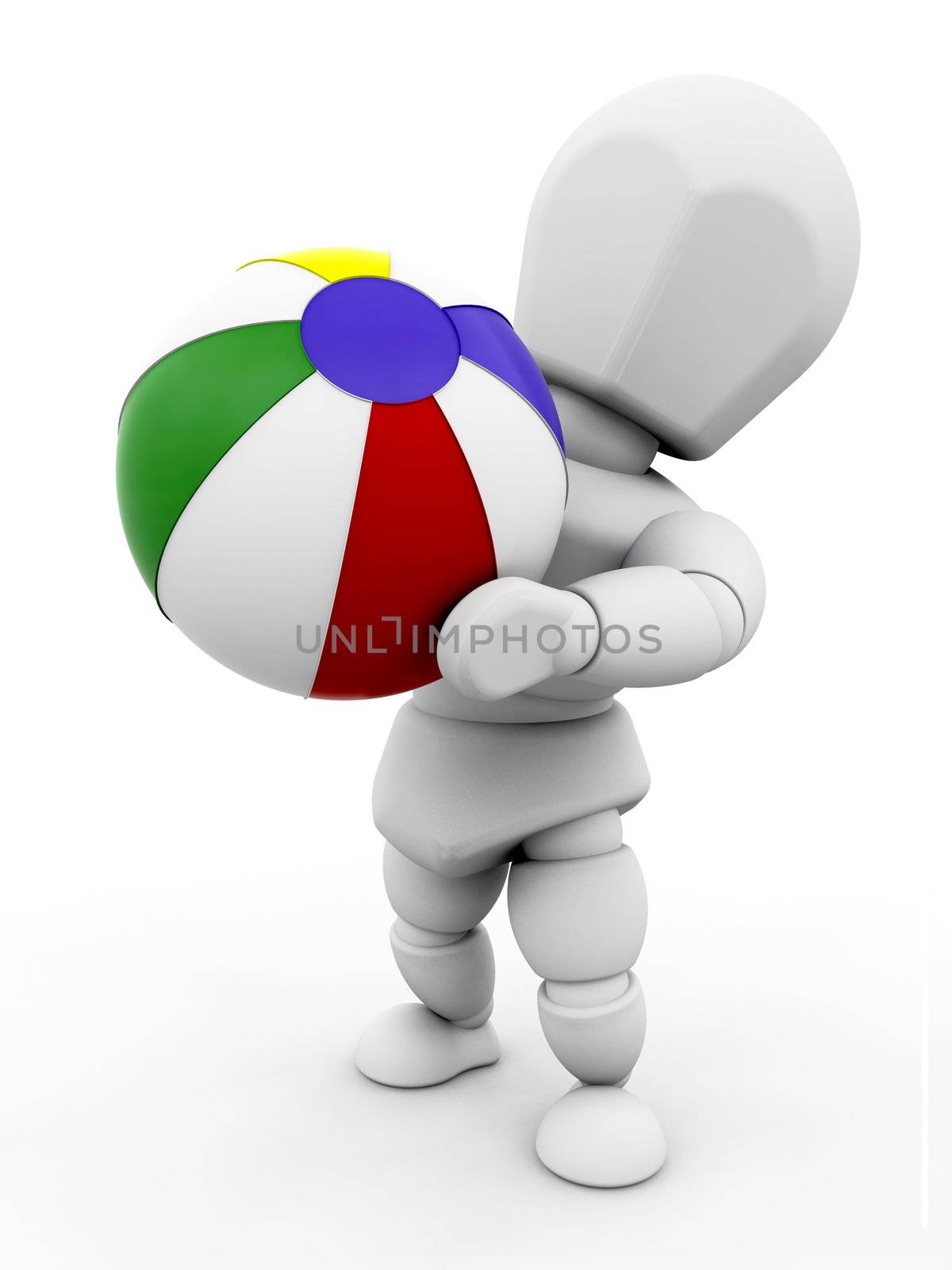 3D render of someone with a beach ball