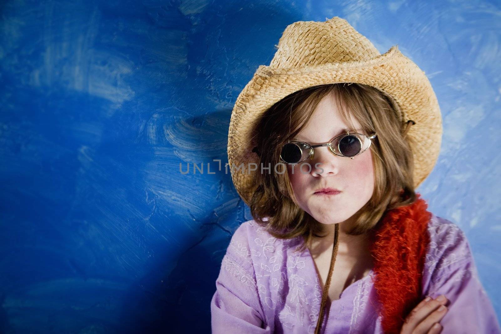Mad Girl in a Hat and Glasses by Creatista