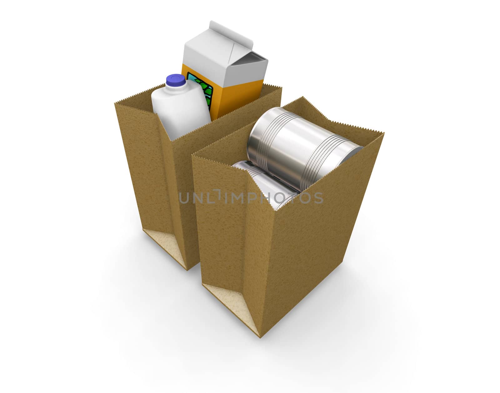 3D render of bags of groceries