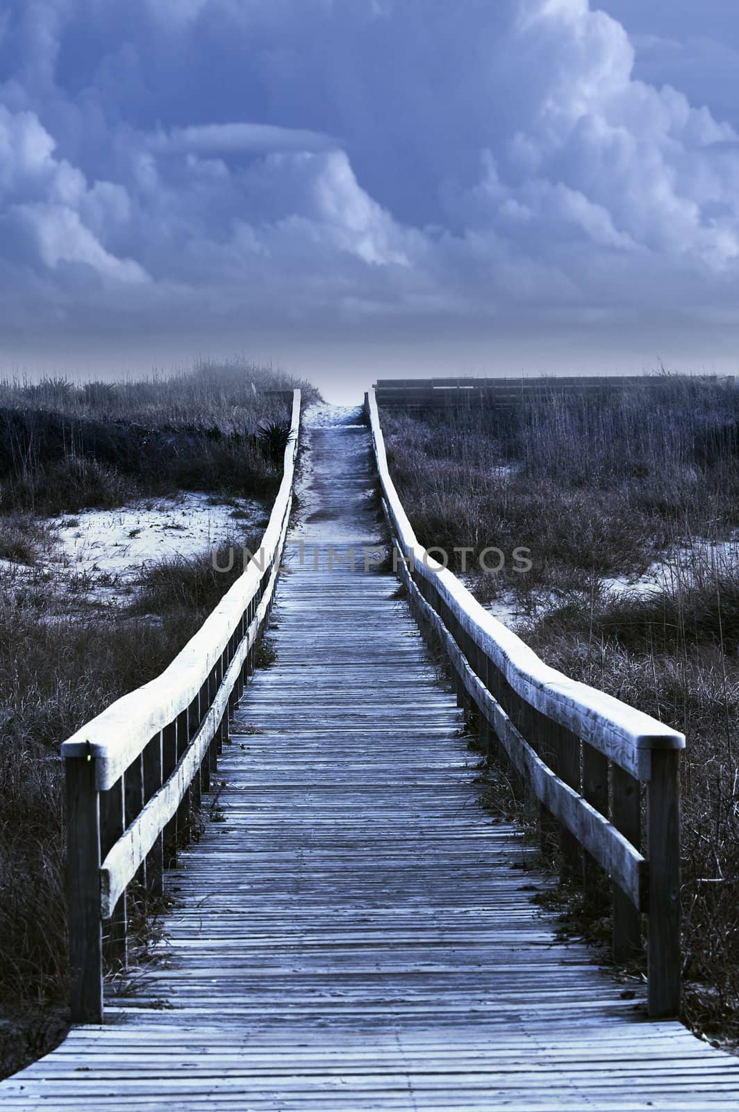 a dreamy picture of blue pier and sky